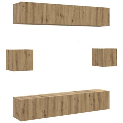 Berkfield Classic 6 Piece Tv Cabinet Set Wall-Mounted Artisan Oak Engineered Wood