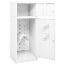 Berkfield Saddle Cabinet White 53X53X140 Cm Steel - thumbnail 5