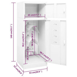 Berkfield Saddle Cabinet White 53X53X140 Cm Steel - thumbnail 9