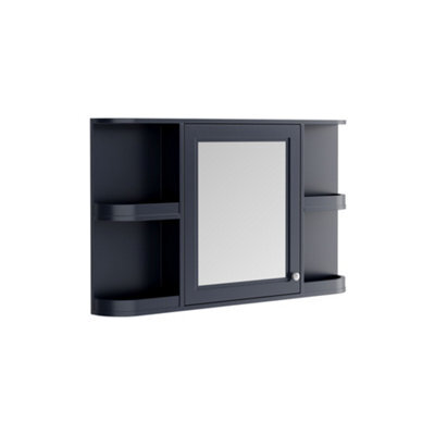 Plum&clay Fairmont Matt Blue Grey Traditional Bathroom Mirror Cabinet (W)1170mm (H)700mm