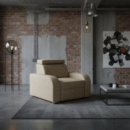 Oslo M 1 Upholstered Armchair Adjustable Headrest Mdf And Chipboard Frame For Living Room 105X100X85 Beige - thumbnail 3