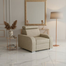 Oslo M 1 Upholstered Armchair Adjustable Headrest Mdf And Chipboard Frame For Living Room 105X100X85 Beige - thumbnail 2