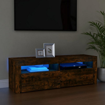 Berkfield Tv Cabinet With Led Lights Smoked Oak 120X35X40 Cm - image 1