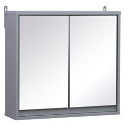 Homcom Wall Mounted Mirror Cabinet With Storage Shelf Bathroom Cupboard Grey - thumbnail 2