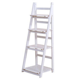 4 Tiers Ladder Shelf Storage Flower Plant Display Stand Wooden Bookcase Unit - thumbnail 4