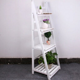 4 Tiers Ladder Shelf Storage Flower Plant Display Stand Wooden Bookcase Unit - thumbnail 5