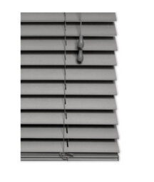 50mm Slat Grey Grained Faux Wood Venetian Blind With Strings 150Cm Drop - 140Cm - thumbnail 2