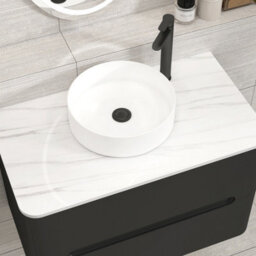 Royal Bathrooms Venice 800mm Matt Nocturne Black Wall Mounted Bathroom Countertop Vanity Unit 2 Drawer With Art Basin - thumbnail 6
