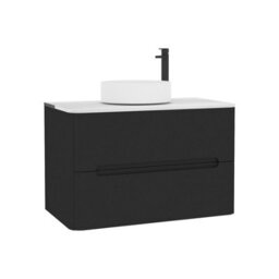 Royal Bathrooms Venice 800mm Matt Nocturne Black Wall Mounted Bathroom Countertop Vanity Unit 2 Drawer With Art Basin - thumbnail 7