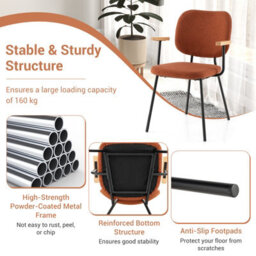 Costway Set Of 2 Dining Chair Padded Kitchen Armchairs Accent Chair W/ Linen Fabric - thumbnail 6