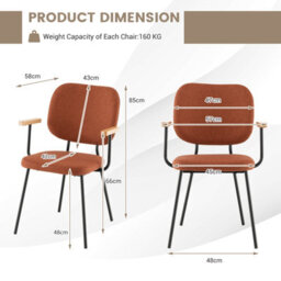 Costway Set Of 2 Dining Chair Padded Kitchen Armchairs Accent Chair W/ Linen Fabric - thumbnail 2