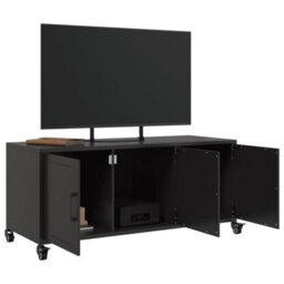 Berkfield Durable Tv Cabinet Black 100.5X39X43.5 Cm Steel - thumbnail 4