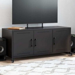 Berkfield Durable Tv Cabinet Black 100.5X39X43.5 Cm Steel - thumbnail 2