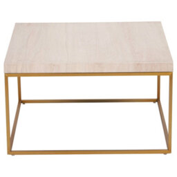 Pacific Lifestyle Beige Granite Square Coffee Table With Burnished Gold Metal Legs, Real Stone Top 70Cm, Madison - thumbnail 3