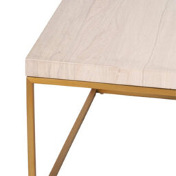 Pacific Lifestyle Beige Granite Square Coffee Table With Burnished Gold Metal Legs, Real Stone Top 70Cm, Madison - thumbnail 5