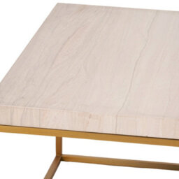 Pacific Lifestyle Beige Granite Square Coffee Table With Burnished Gold Metal Legs, Real Stone Top 70Cm, Madison - thumbnail 7