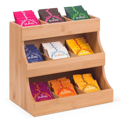 EHC Woodluv 3-Tier Bamboo Tea Bag Organizer, Tier Storage Organizer For Teabags, Tea Bag Storage Caddy 27 X 17.5 X 24 Cm - image 1