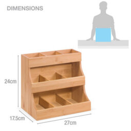 EHC Woodluv 3-Tier Bamboo Tea Bag Organizer, Tier Storage Organizer For Teabags, Tea Bag Storage Caddy 27 X 17.5 X 24 Cm - thumbnail 7
