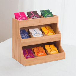 EHC Woodluv 3-Tier Bamboo Tea Bag Organizer, Tier Storage Organizer For Teabags, Tea Bag Storage Caddy 27 X 17.5 X 24 Cm - thumbnail 5