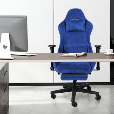 Levede Office Desk Chair Gaming Recliner Adjustable Height With Footrest Blue - image 1