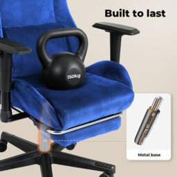 Levede Office Desk Chair Gaming Recliner Adjustable Height With Footrest Blue - thumbnail 5