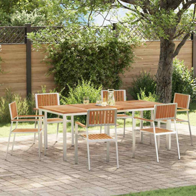 Berkfield Garden Dining Set 7 Pcs Brown Solid Teak Wood - image 1