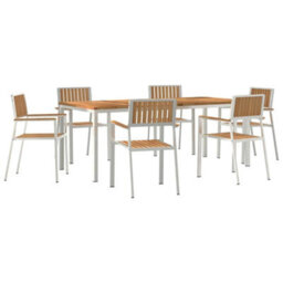 Berkfield Garden Dining Set 7 Pcs Brown Solid Teak Wood - thumbnail 2