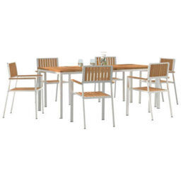Berkfield Garden Dining Set 7 Pcs Brown Solid Teak Wood - thumbnail 3