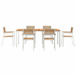 Berkfield Garden Dining Set 7 Pcs Brown Solid Teak Wood - thumbnail 7