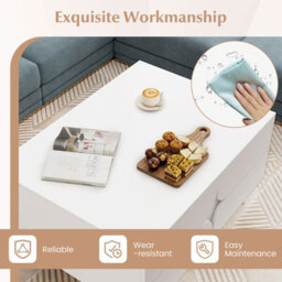 Costway Modern Coffee Table With Cabinet Wooden Center Cocktail Table-White - thumbnail 5