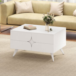 Costway Modern Coffee Table With Cabinet Wooden Center Cocktail Table-White - thumbnail 1