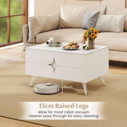 Costway Modern Coffee Table With Cabinet Wooden Center Cocktail Table-White - thumbnail 7