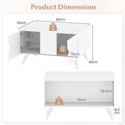 Costway Modern Coffee Table With Cabinet Wooden Center Cocktail Table-White - thumbnail 3