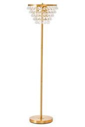 Orsina Clear Crystal Floor Lamp With Gold Metal Base, Elegant Crystal Bead Standing Lamp For Living Room - thumbnail 1
