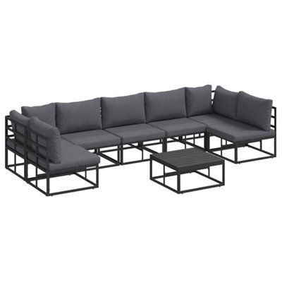 Berkfield Durable Garden Sofa Set With Cushion 8 Pcs Black Aluminium - image 1