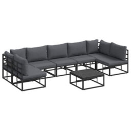 Berkfield Durable Garden Sofa Set With Cushion 8 Pcs Black Aluminium