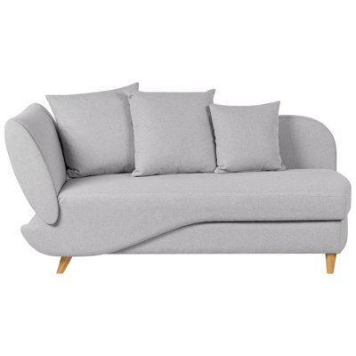 Beliani Left-Hand Chaise Longue Meri Faux Linen Light Grey With Storage - image 1