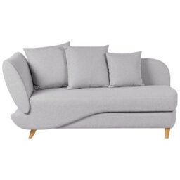Beliani Left-Hand Chaise Longue Meri Faux Linen Light Grey With Storage - thumbnail 1