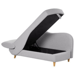 Beliani Left-Hand Chaise Longue Meri Faux Linen Light Grey With Storage - thumbnail 7