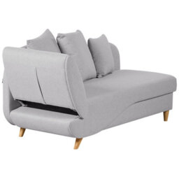 Beliani Left-Hand Chaise Longue Meri Faux Linen Light Grey With Storage - thumbnail 8