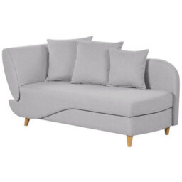 Beliani Left-Hand Chaise Longue Meri Faux Linen Light Grey With Storage - thumbnail 5