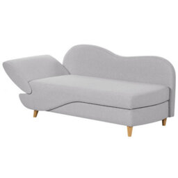 Beliani Left-Hand Chaise Longue Meri Faux Linen Light Grey With Storage - thumbnail 6
