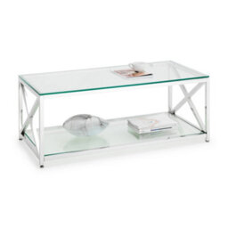 Oakham Monaco Coffee Table In Glass And Silver - thumbnail 2