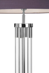 Orsina Tall Floor Lamp With Acrylic Tubular Base, Grey Fabric Shade Lighting For Living Room, Nickel Standing Lamp - thumbnail 2