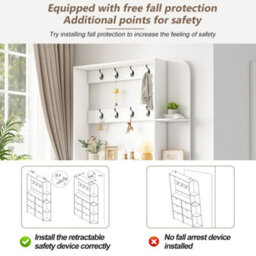 Matteo White Entryway Shoe Cabinet With 6 Flip Drawers, 8 Hooks & Storage Shelves, 200Cm Tall - thumbnail 8