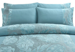 Homes & Linen Teal Luxury Velvet Duvet Cover Set With Botanical Leaf Cut-Out Design & Pillowcases - thumbnail 4