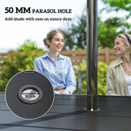 Wyld Haus Tatare 7-Piece Metal Garden Dining Set - 6 Chairs And Rectangular Table With 50mm Parasol Hole, Black - thumbnail 5