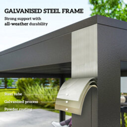 Wyld Haus Tatare 7-Piece Metal Garden Dining Set - 6 Chairs And Rectangular Table With 50mm Parasol Hole, Black - thumbnail 6