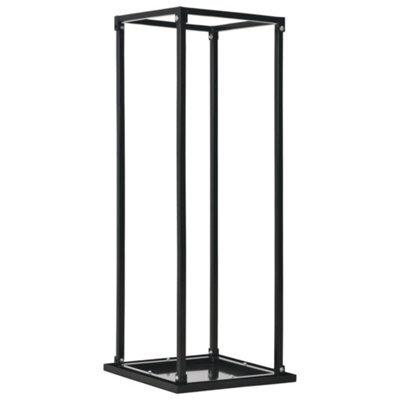 Walplus Firewood Rack With Base Black 37X37X113 Cm Steel - image 1