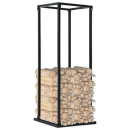 Walplus Firewood Rack With Base Black 37X37X113 Cm Steel - thumbnail 2